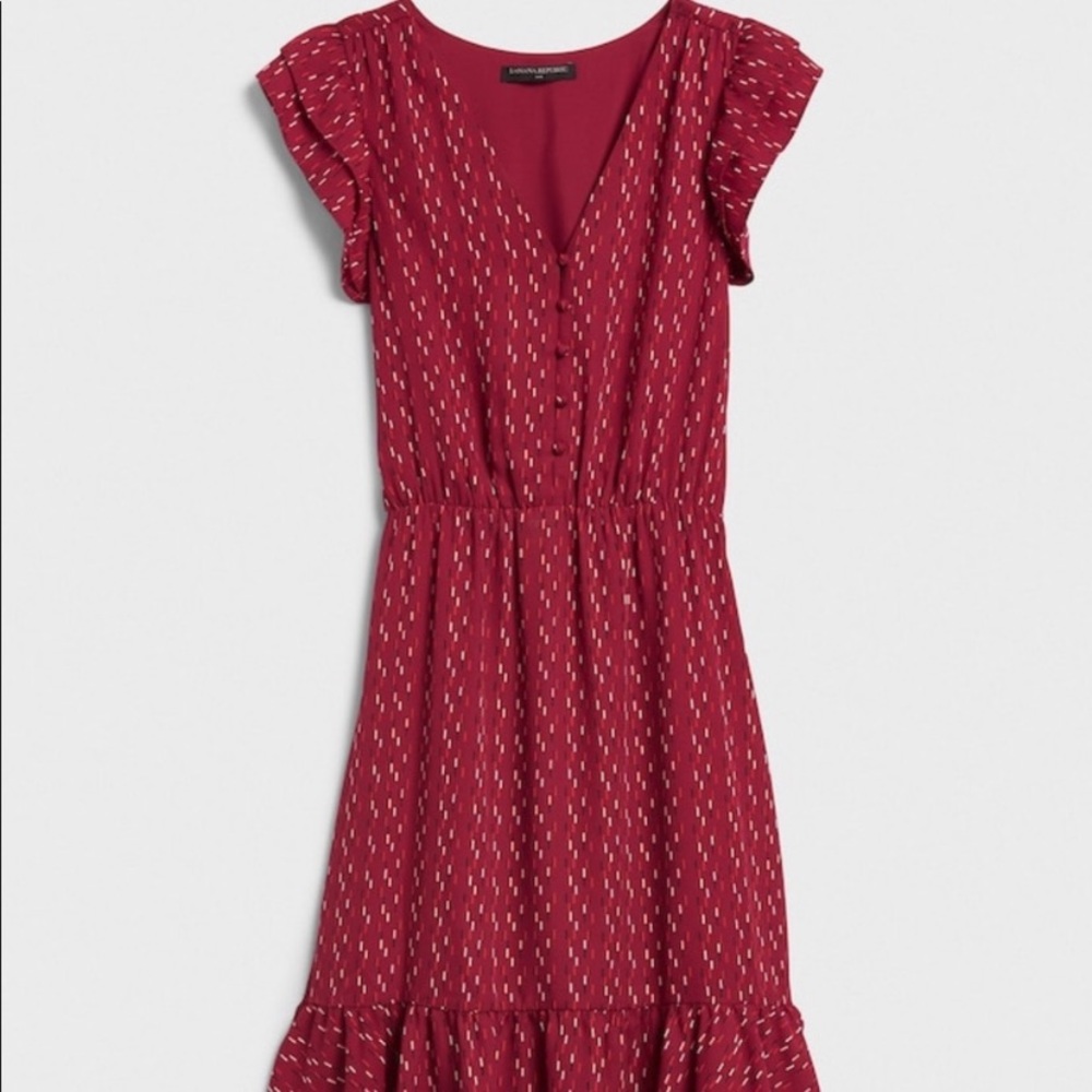 Red Flutter Sleeve Dress | Banana Republic | NWT